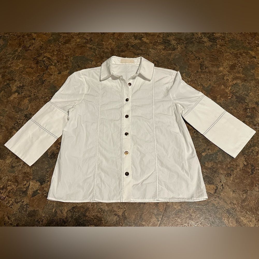 PARTOW 100% Cotton White Button Down Long Sleeve Shirt Size 0